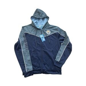 Icon Sports Manchester City Full Zip With Hoodie Men Size Medium Blue Jacket New